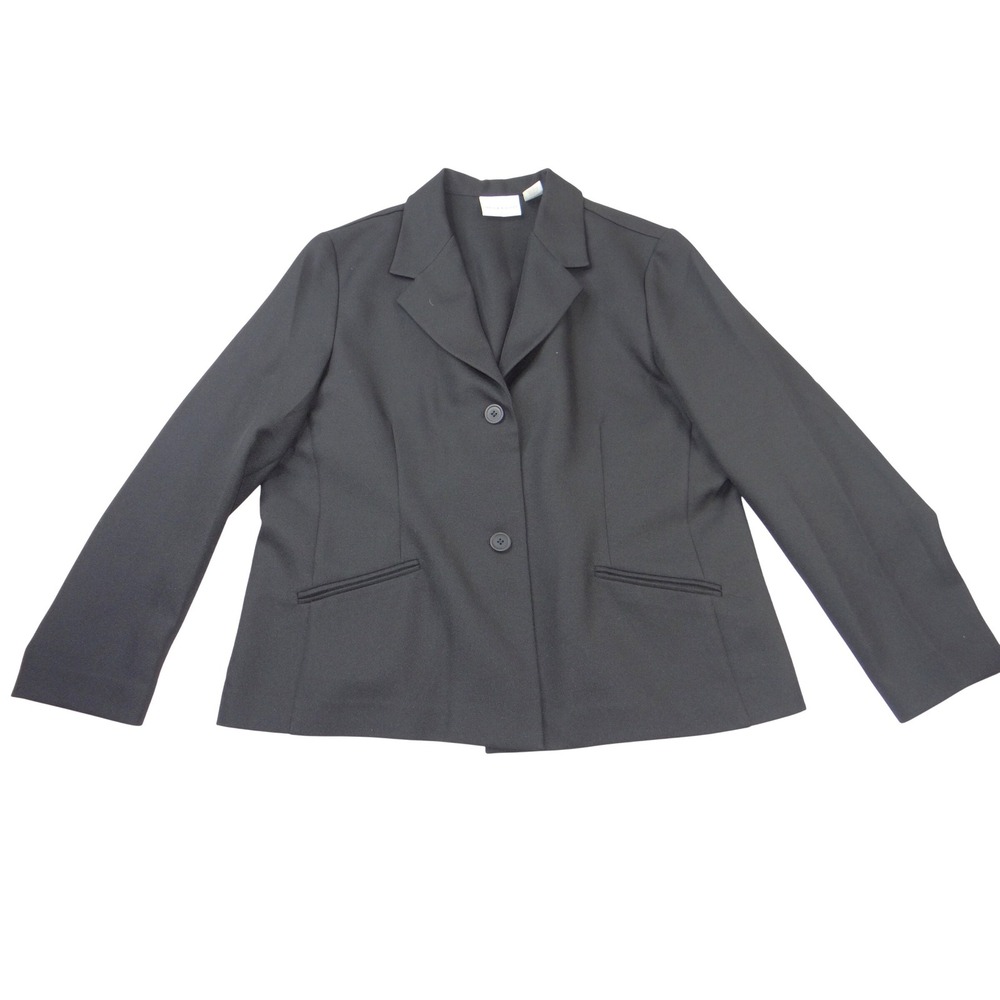Alfred Dunner Womens Black Two Button Blazer Jacket Plus Size 18 Professional